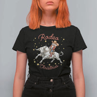 Funny Nutcracker Bull Riding Rodeo Christmas T Shirt For Women Western Holiday Gift - Wonder Print Shop