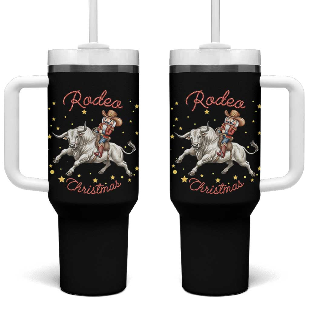 Funny Nutcracker Bull Riding Rodeo Christmas Tumbler With Handle Western Holiday Gift - Wonder Print Shop