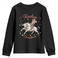 Funny Nutcracker Bull Riding Rodeo Christmas Youth Sweatshirt Western Holiday Gift - Wonder Print Shop