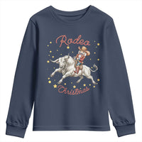 Funny Nutcracker Bull Riding Rodeo Christmas Youth Sweatshirt Western Holiday Gift - Wonder Print Shop