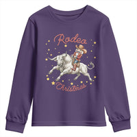 Funny Nutcracker Bull Riding Rodeo Christmas Youth Sweatshirt Western Holiday Gift - Wonder Print Shop