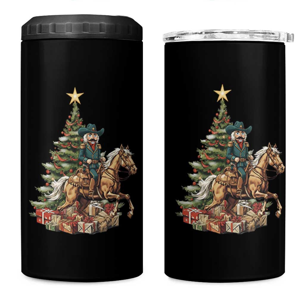 Funny Nutcracker Riding Horse 4 in 1 Can Cooler Tumbler Western Life Christmas Gift - Wonder Print Shop