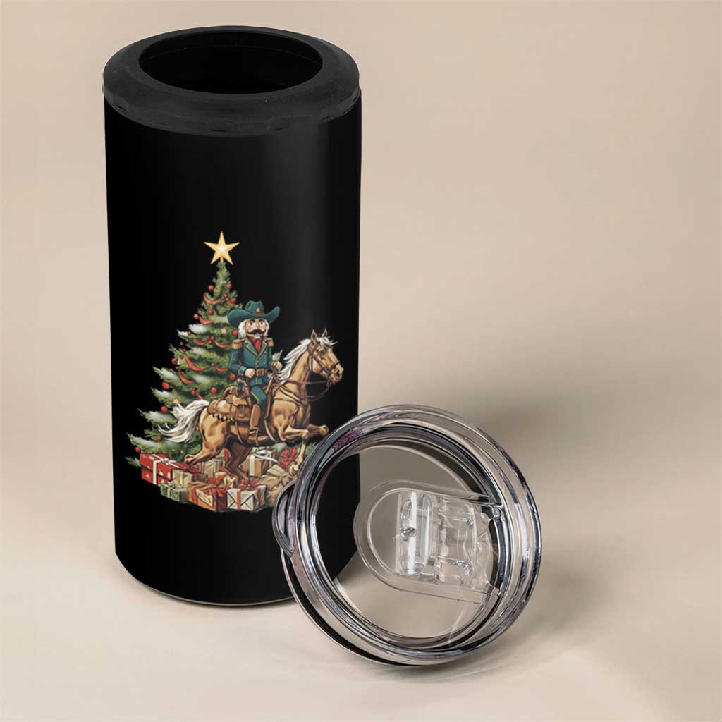 Funny Nutcracker Riding Horse 4 in 1 Can Cooler Tumbler Western Life Christmas Gift - Wonder Print Shop