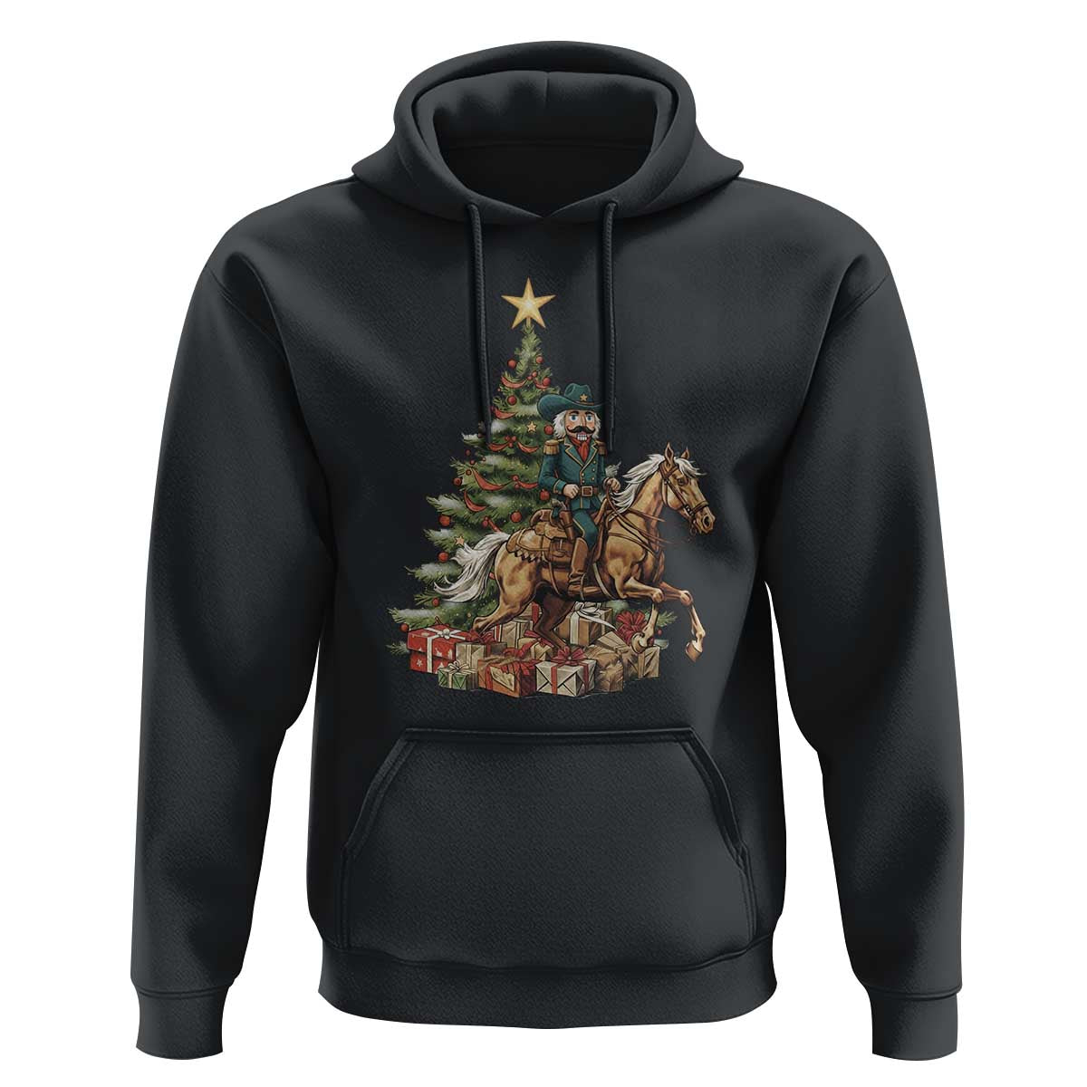 Funny Nutcracker Riding Horse Hoodie Western Life Christmas Gift - Wonder Print Shop