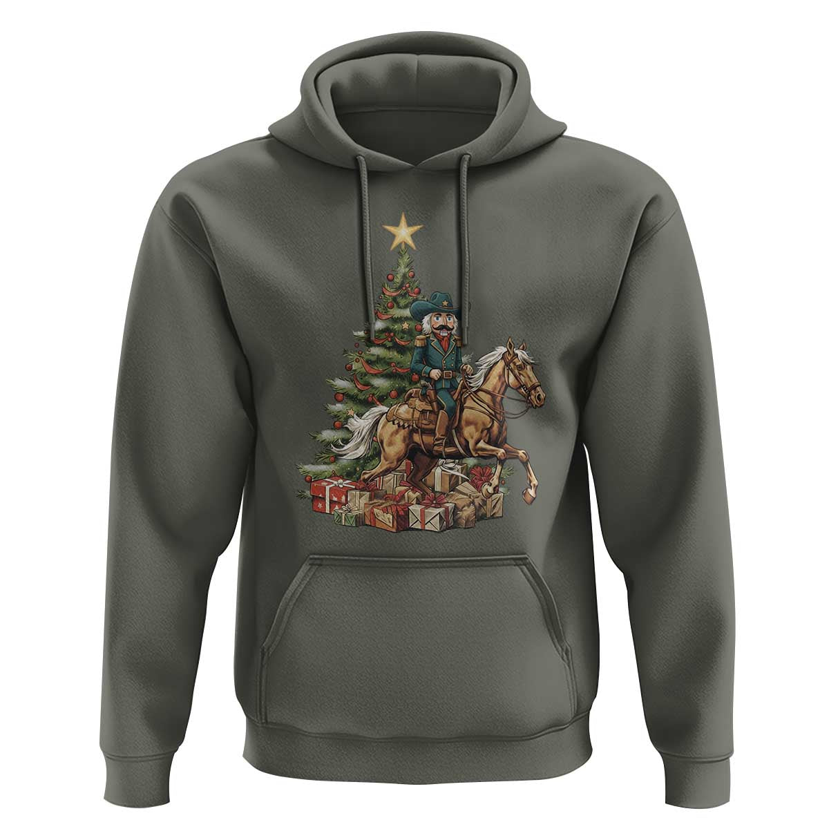 Funny Nutcracker Riding Horse Hoodie Western Life Christmas Gift - Wonder Print Shop