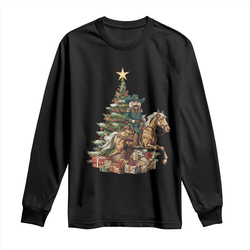 Funny Nutcracker Riding Horse Long Sleeve Shirt Western Life Christmas Gift - Wonder Print Shop