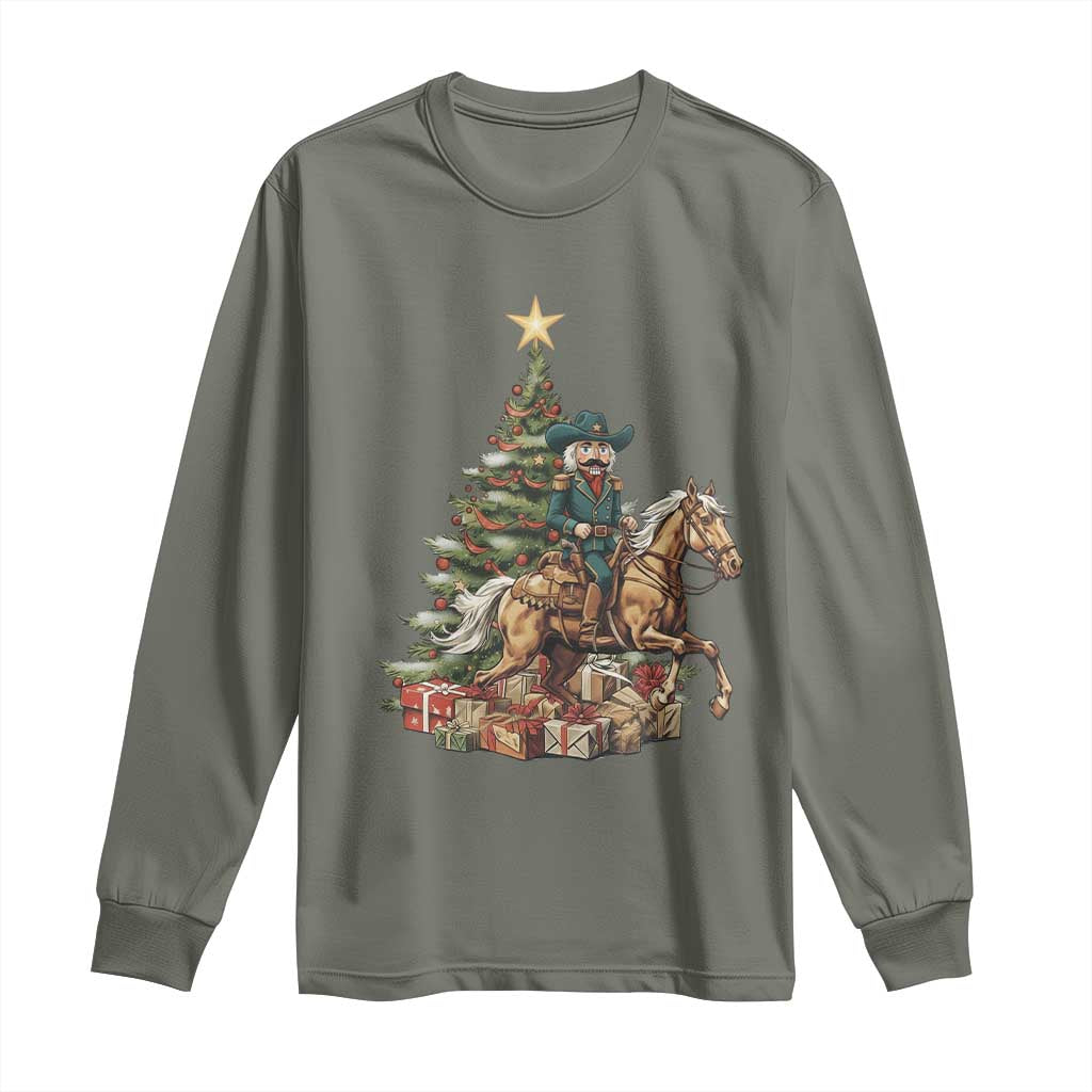 Funny Nutcracker Riding Horse Long Sleeve Shirt Western Life Christmas Gift - Wonder Print Shop