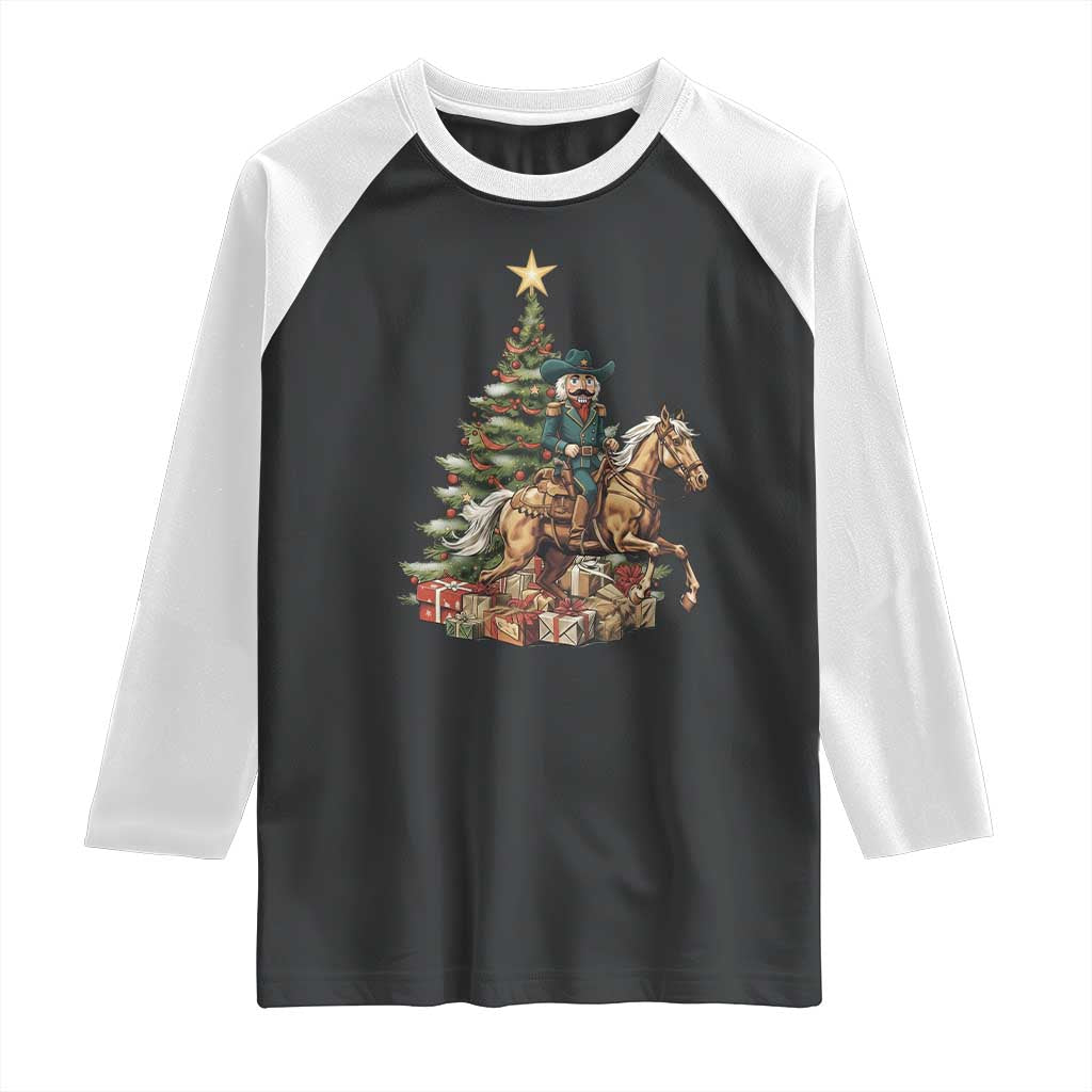 Funny Nutcracker Riding Horse Raglan Shirt Western Life Christmas Gift - Wonder Print Shop