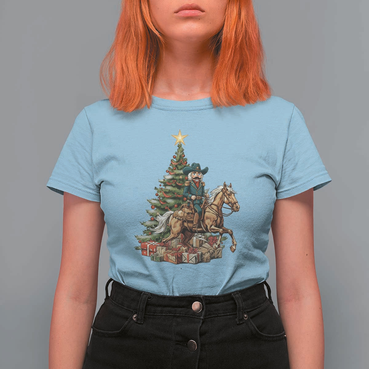 Funny Nutcracker Riding Horse T Shirt For Women Western Life Christmas Gift - Wonder Print Shop
