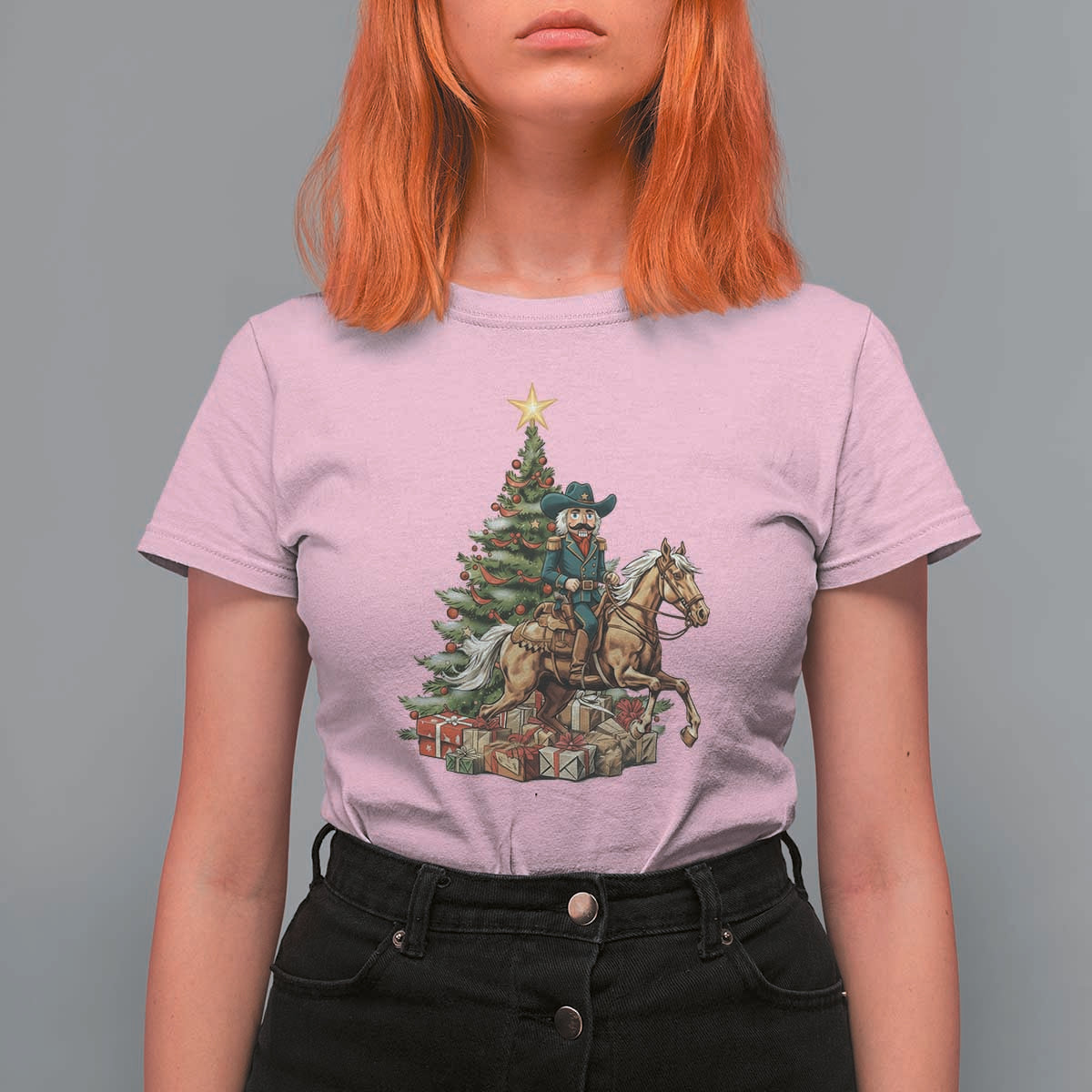 Funny Nutcracker Riding Horse T Shirt For Women Western Life Christmas Gift - Wonder Print Shop
