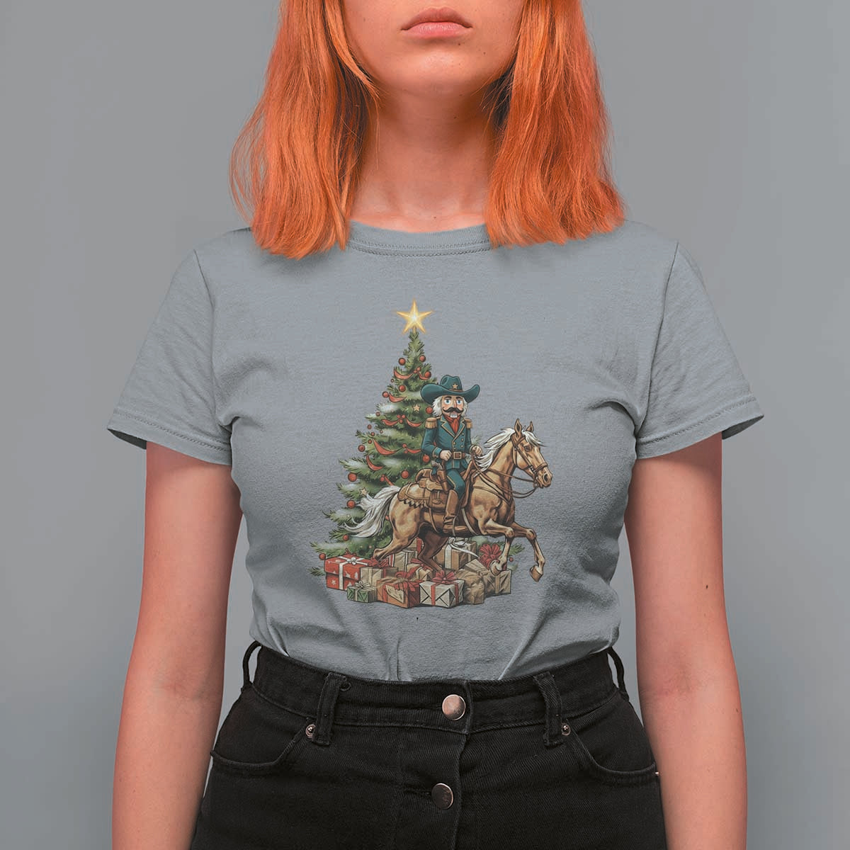 Funny Nutcracker Riding Horse T Shirt For Women Western Life Christmas Gift - Wonder Print Shop