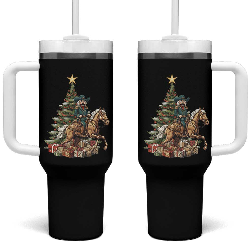 Funny Nutcracker Riding Horse Tumbler With Handle Western Life Christmas Gift - Wonder Print Shop