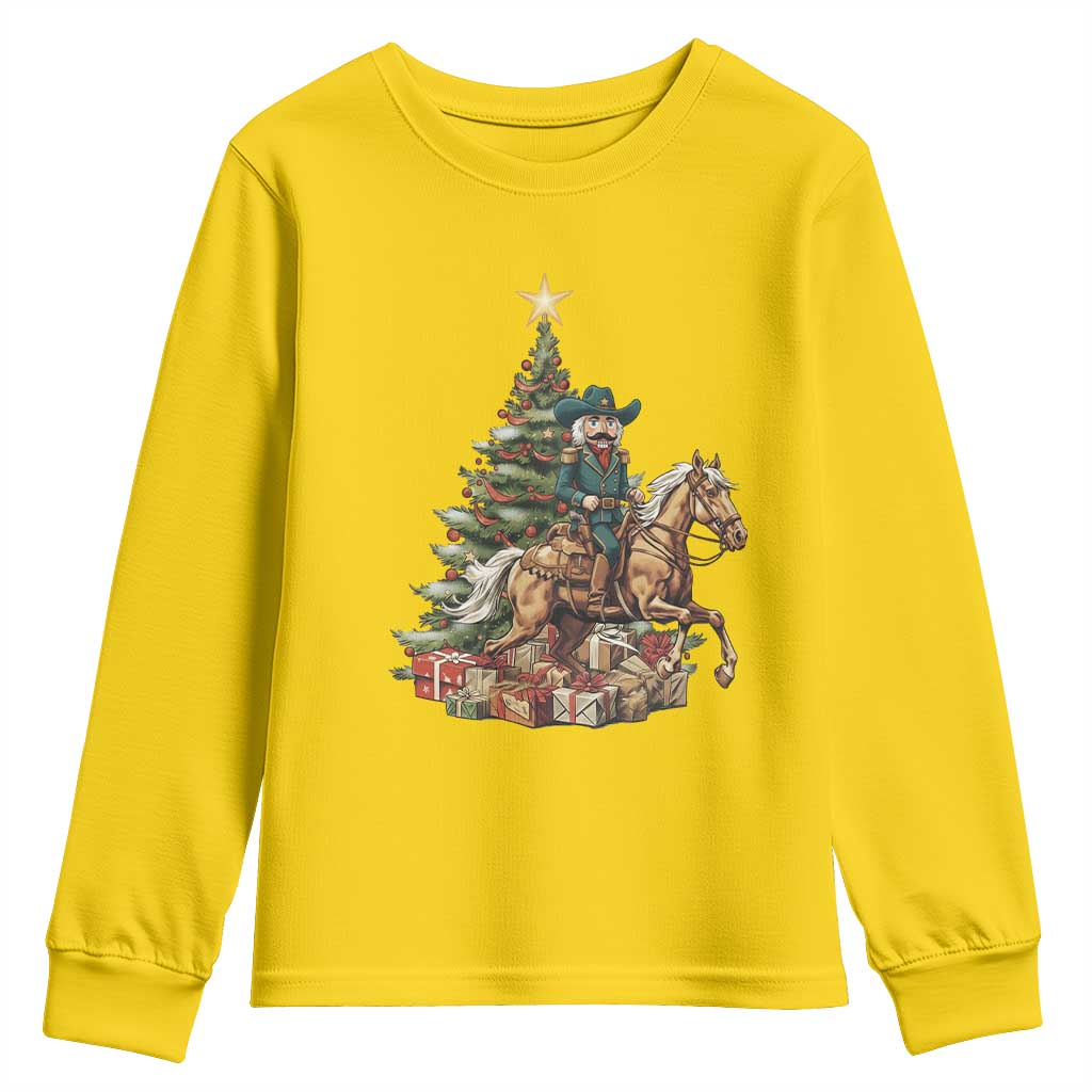 Funny Nutcracker Riding Horse Youth Sweatshirt Western Life Christmas Gift - Wonder Print Shop