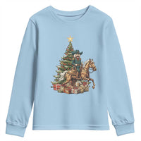 Funny Nutcracker Riding Horse Youth Sweatshirt Western Life Christmas Gift - Wonder Print Shop
