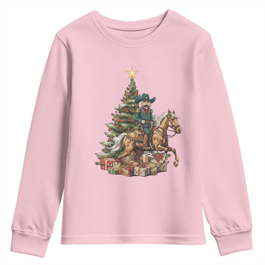 Funny Nutcracker Riding Horse Youth Sweatshirt Western Life Christmas Gift - Wonder Print Shop
