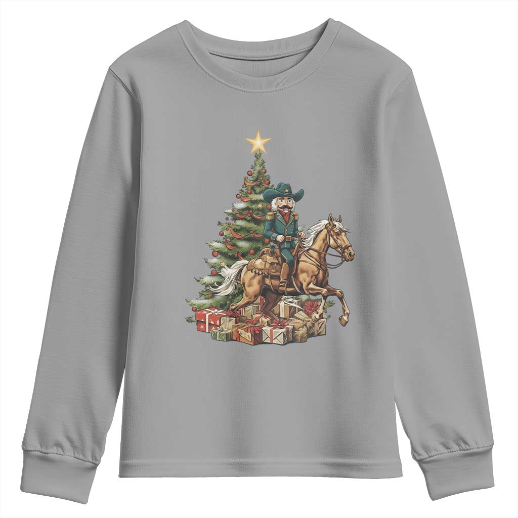 Funny Nutcracker Riding Horse Youth Sweatshirt Western Life Christmas Gift - Wonder Print Shop