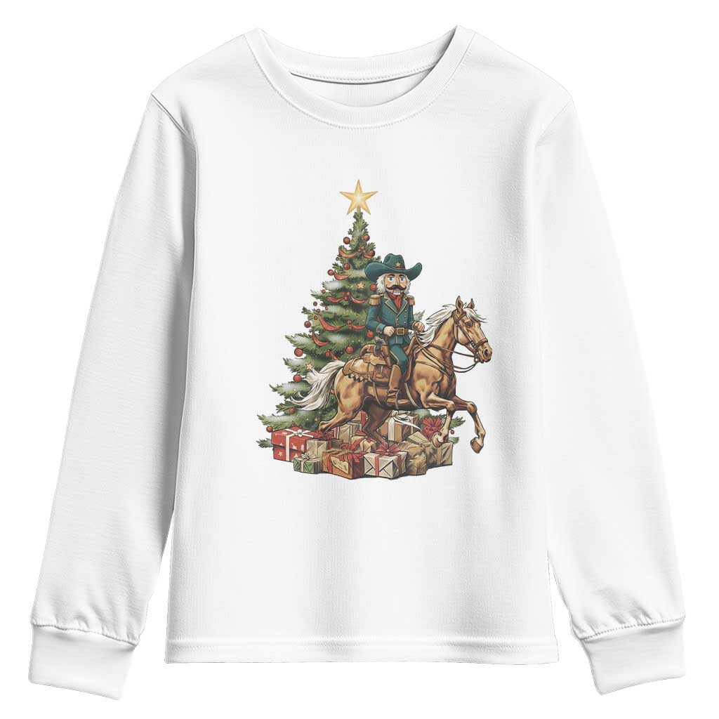 Funny Nutcracker Riding Horse Youth Sweatshirt Western Life Christmas Gift - Wonder Print Shop