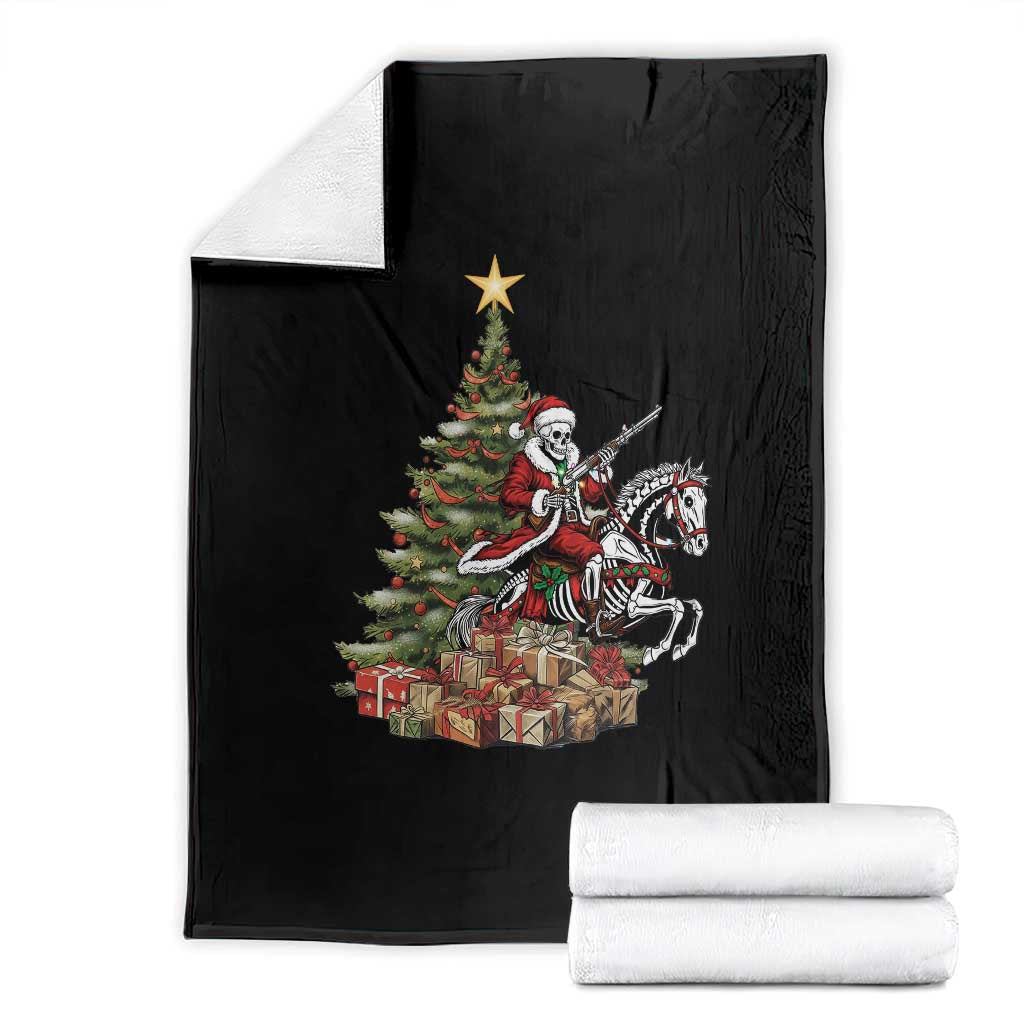 Outlaw Cowboy On Skeleton Horse Throw Blanket Dark Western Christmas - Wonder Print Shop