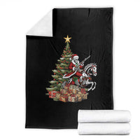 Outlaw Cowboy On Skeleton Horse Throw Blanket Dark Western Christmas - Wonder Print Shop