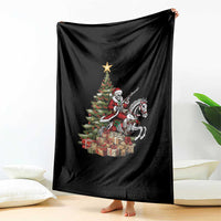 Outlaw Cowboy On Skeleton Horse Throw Blanket Dark Western Christmas - Wonder Print Shop