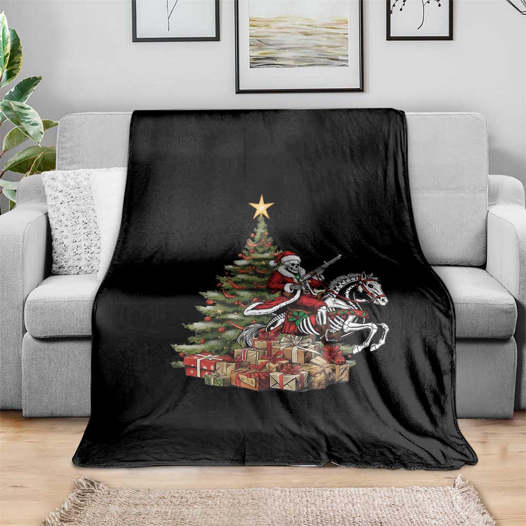 Outlaw Cowboy On Skeleton Horse Throw Blanket Dark Western Christmas - Wonder Print Shop