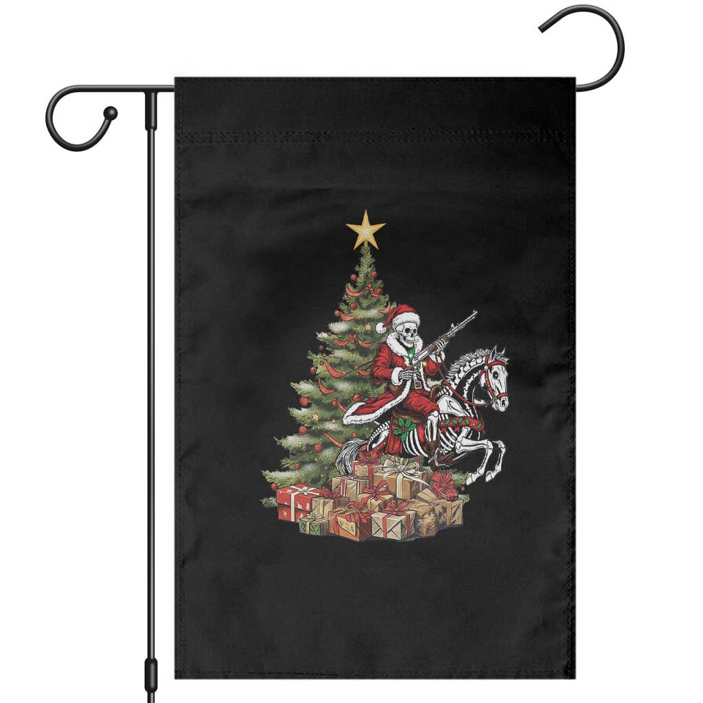 Outlaw Cowboy On Skeleton Horse Garden Flag Dark Western Christmas - Wonder Print Shop