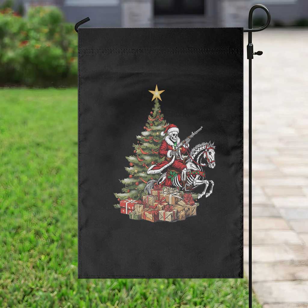 Outlaw Cowboy On Skeleton Horse Garden Flag Dark Western Christmas - Wonder Print Shop
