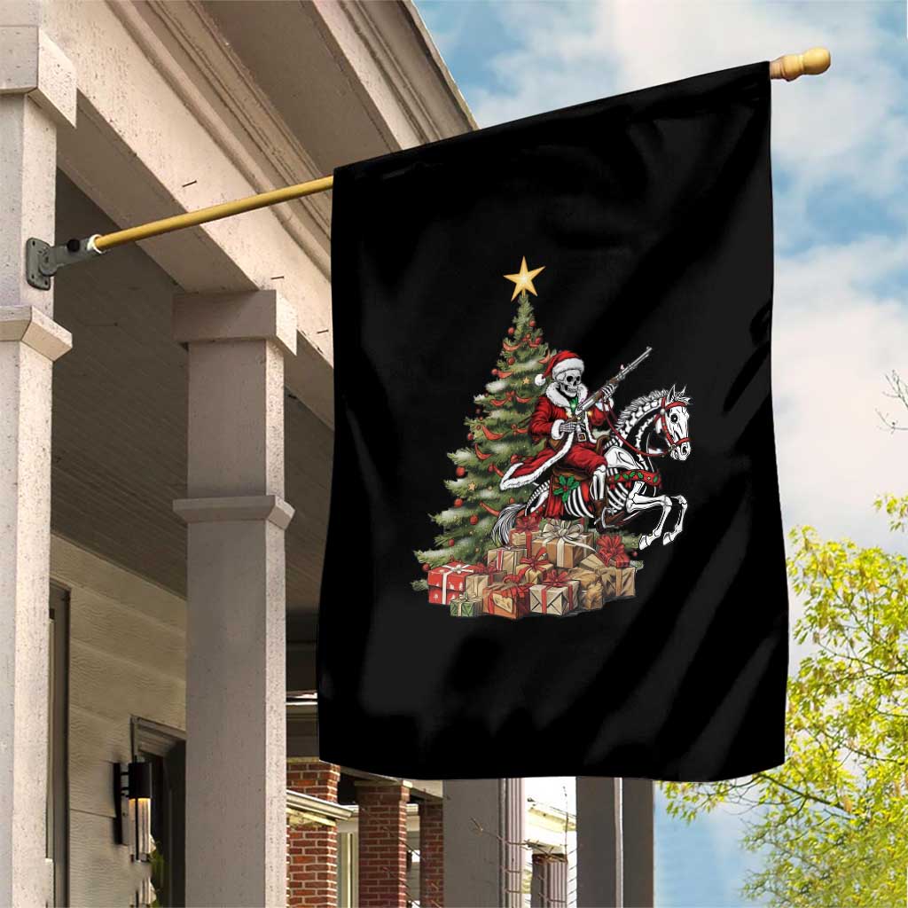 Outlaw Cowboy On Skeleton Horse Garden Flag Dark Western Christmas - Wonder Print Shop
