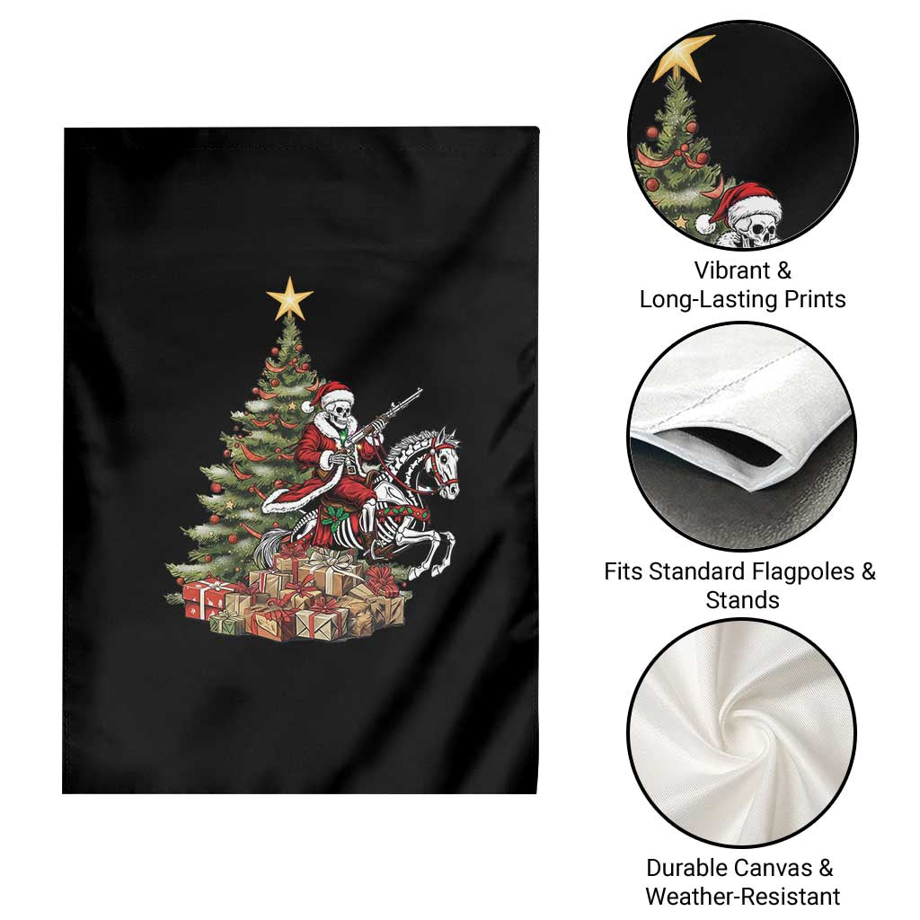 Outlaw Cowboy On Skeleton Horse Garden Flag Dark Western Christmas - Wonder Print Shop