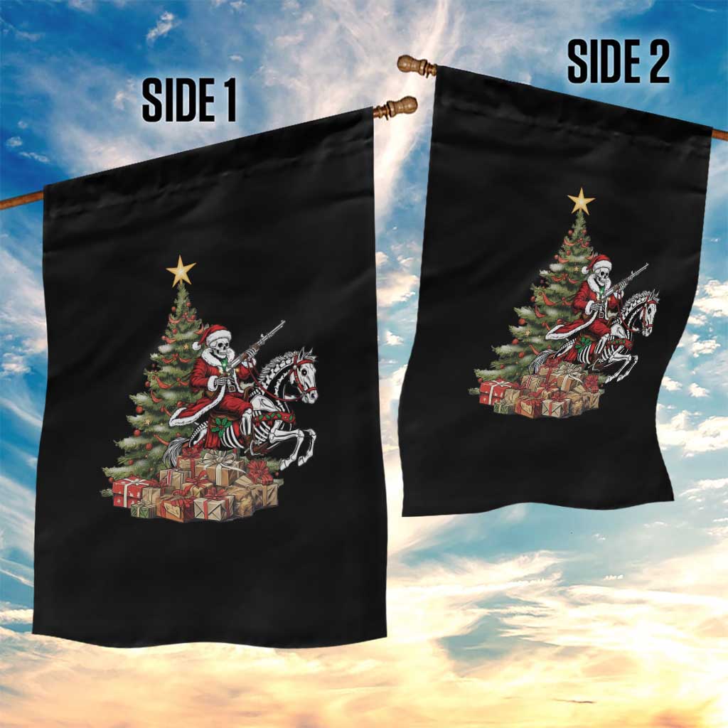 Outlaw Cowboy On Skeleton Horse Garden Flag Dark Western Christmas - Wonder Print Shop