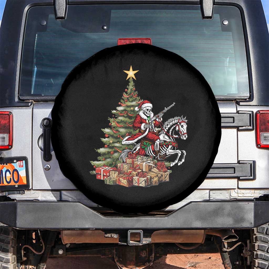 Outlaw Cowboy On Skeleton Horse Spare Tire Cover Dark Western Christmas - Wonder Print Shop