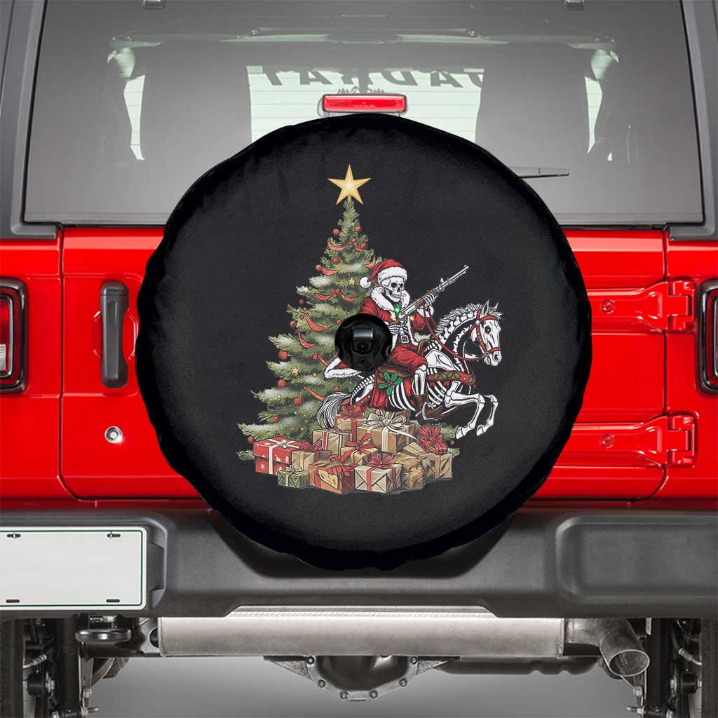 Outlaw Cowboy On Skeleton Horse Spare Tire Cover Dark Western Christmas - Wonder Print Shop