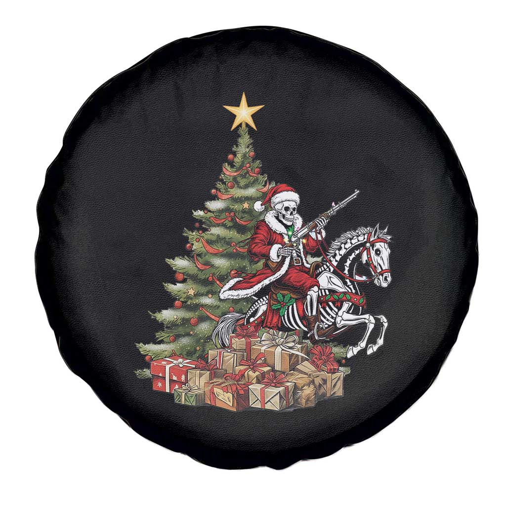 Outlaw Cowboy On Skeleton Horse Spare Tire Cover Dark Western Christmas - Wonder Print Shop