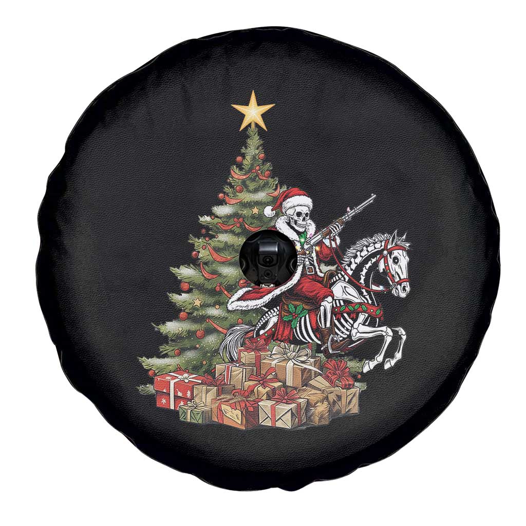 Outlaw Cowboy On Skeleton Horse Spare Tire Cover Dark Western Christmas - Wonder Print Shop
