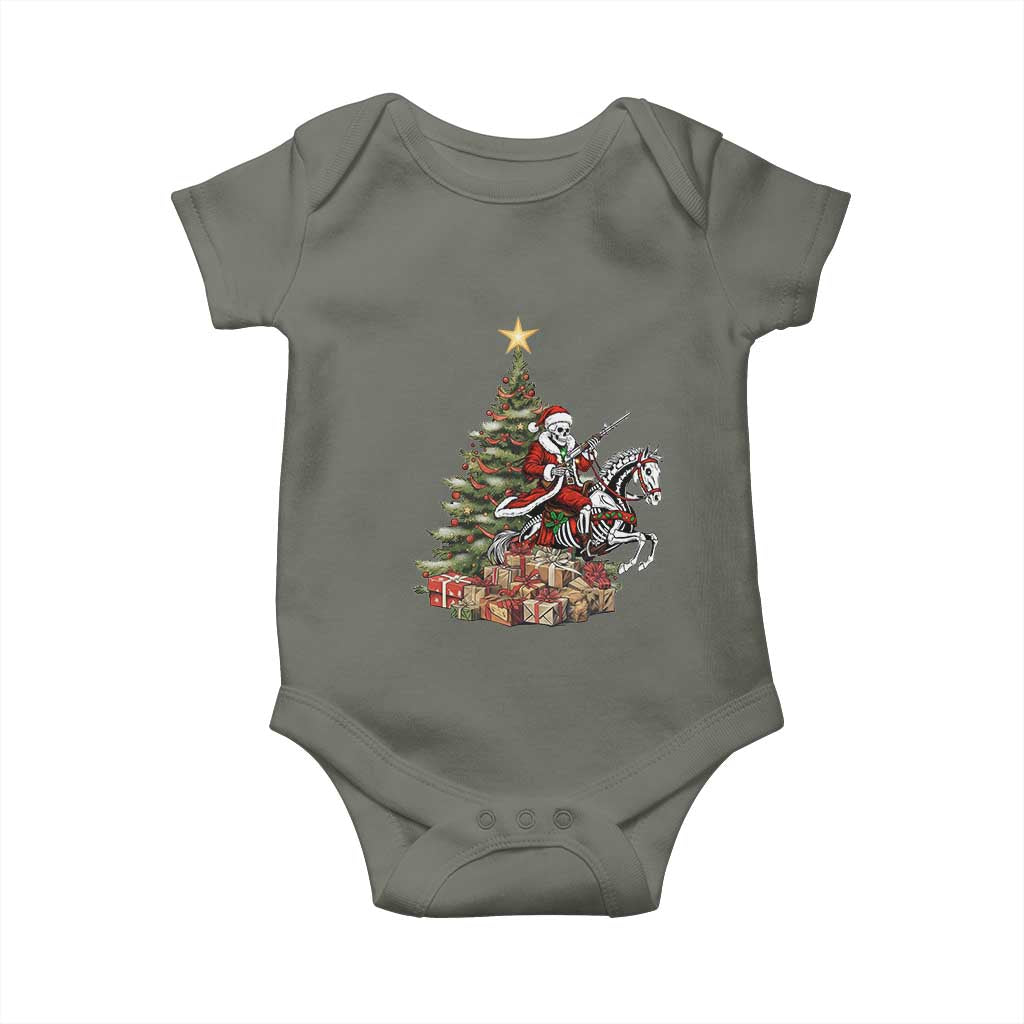 Outlaw Cowboy On Skeleton Horse Baby Onesie Dark Western Christmas - Wonder Print Shop