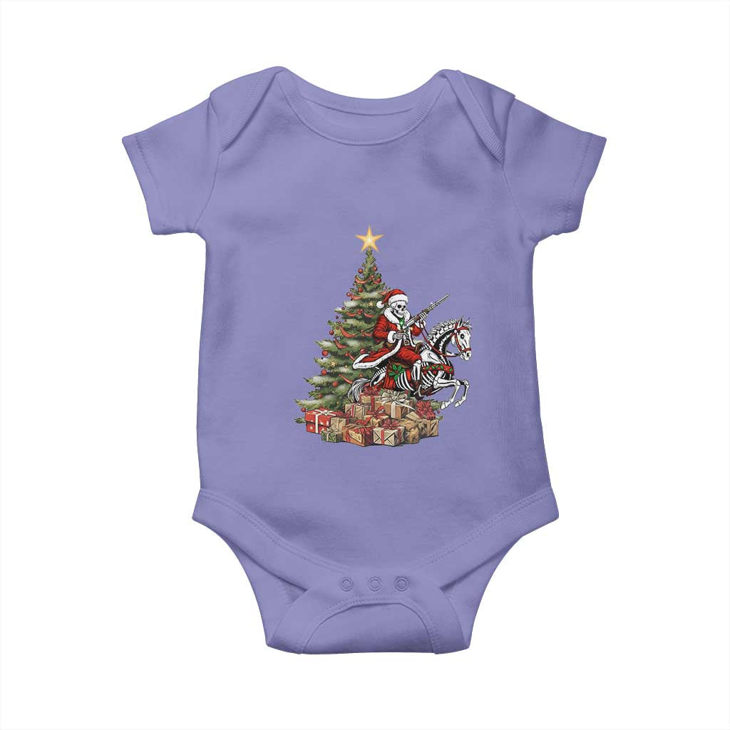 Outlaw Cowboy On Skeleton Horse Baby Onesie Dark Western Christmas - Wonder Print Shop