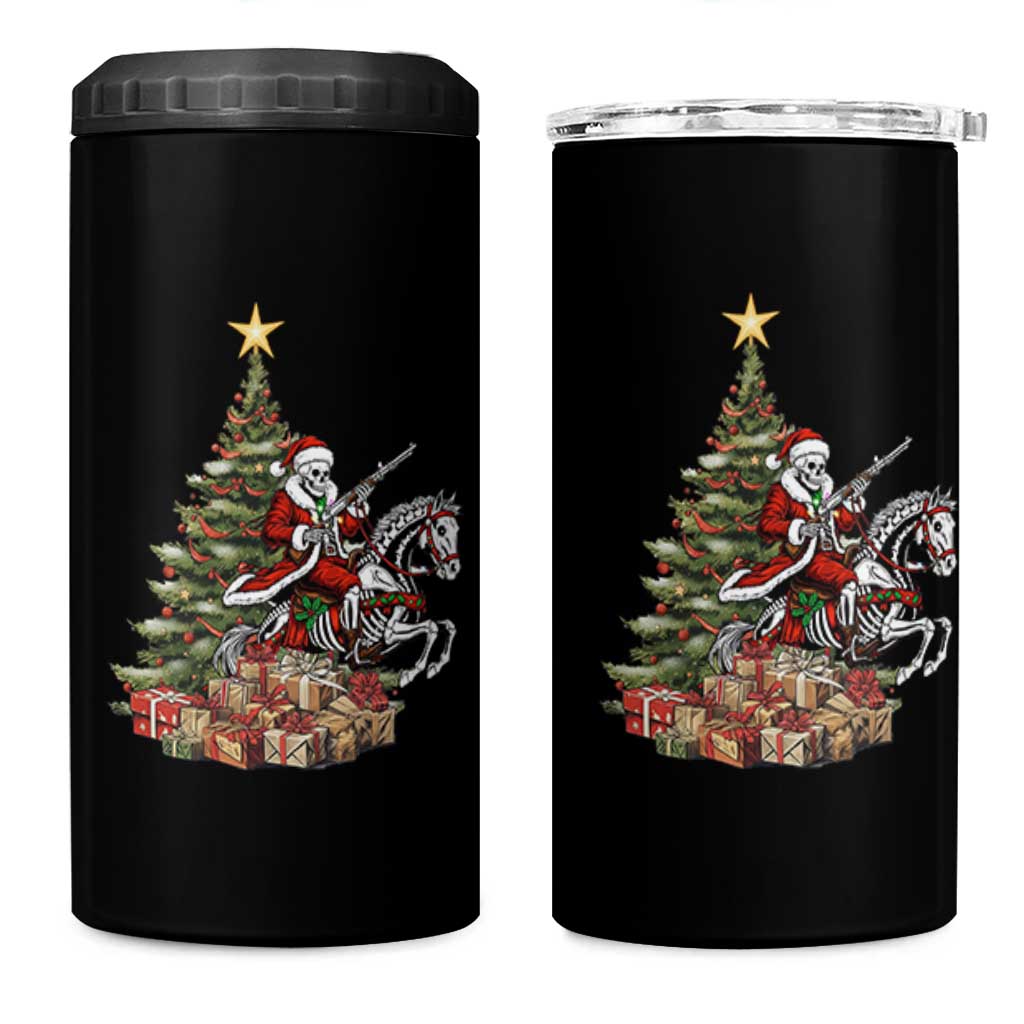 Outlaw Cowboy On Skeleton Horse 4 in 1 Can Cooler Tumbler Dark Western Christmas - Wonder Print Shop