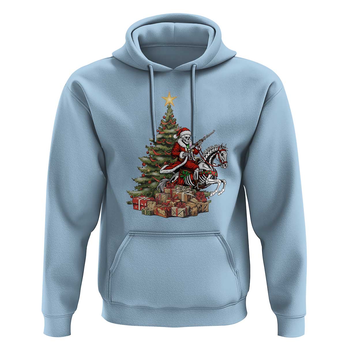 Outlaw Cowboy On Skeleton Horse Hoodie Dark Western Christmas - undefined