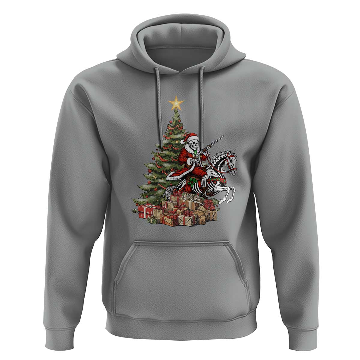 Outlaw Cowboy On Skeleton Horse Hoodie Dark Western Christmas - undefined