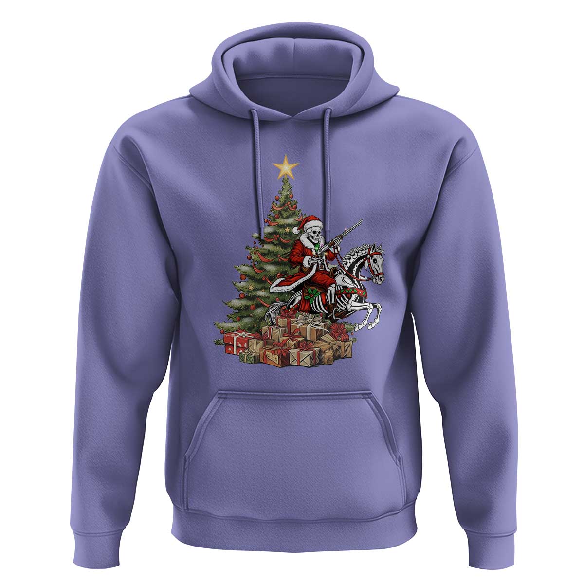 Outlaw Cowboy On Skeleton Horse Hoodie Dark Western Christmas - undefined
