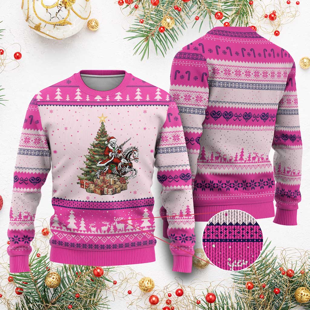 Outlaw Cowboy On Skeleton Horse Ugly Christmas Sweater Dark Western Christmas - Wonder Print Shop