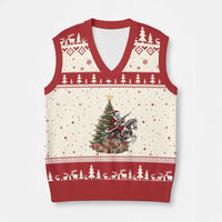Outlaw Cowboy On Skeleton Horse V-Neck Knit Sweater Vest Dark Western Christmas - Wonder Print Shop