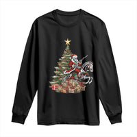 Outlaw Cowboy On Skeleton Horse Long Sleeve Shirt Dark Western Christmas - Wonder Print Shop