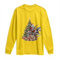 Outlaw Cowboy On Skeleton Horse Long Sleeve Shirt Dark Western Christmas - Wonder Print Shop