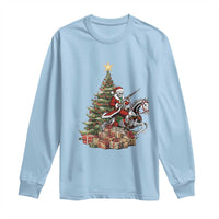 Outlaw Cowboy On Skeleton Horse Long Sleeve Shirt Dark Western Christmas - Wonder Print Shop
