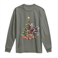 Outlaw Cowboy On Skeleton Horse Long Sleeve Shirt Dark Western Christmas - Wonder Print Shop