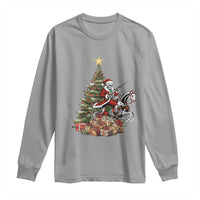Outlaw Cowboy On Skeleton Horse Long Sleeve Shirt Dark Western Christmas - Wonder Print Shop