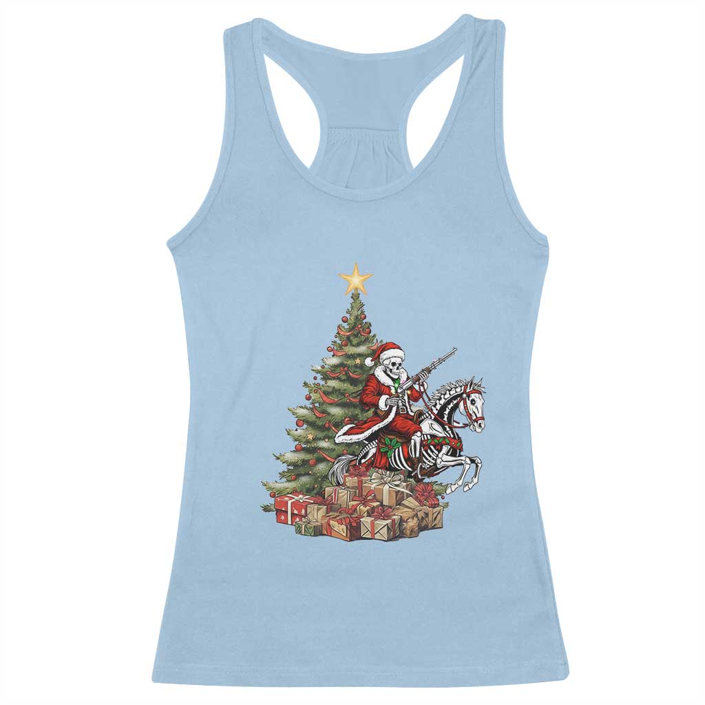Outlaw Cowboy On Skeleton Horse Racerback Tank Top Dark Western Christmas - Wonder Print Shop