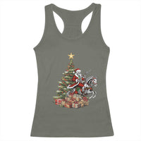 Outlaw Cowboy On Skeleton Horse Racerback Tank Top Dark Western Christmas - Wonder Print Shop