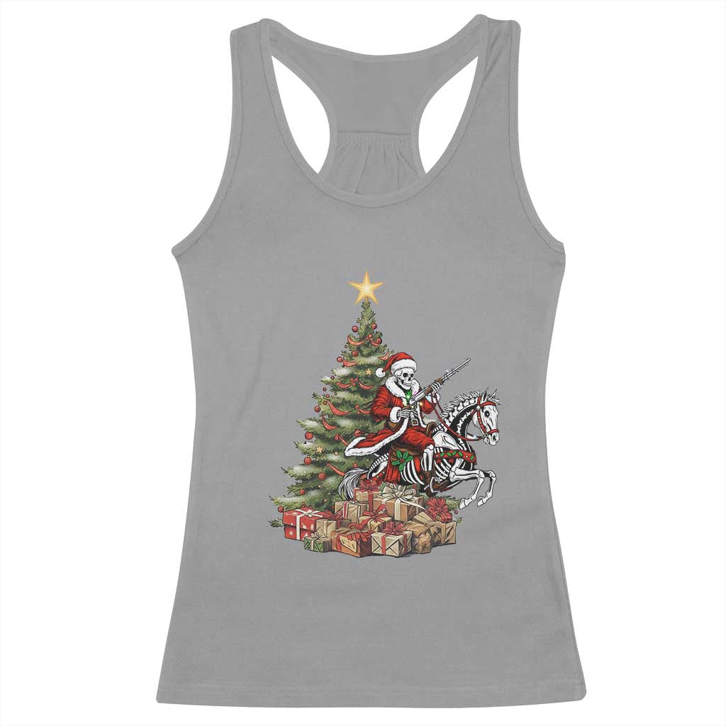 Outlaw Cowboy On Skeleton Horse Racerback Tank Top Dark Western Christmas - Wonder Print Shop